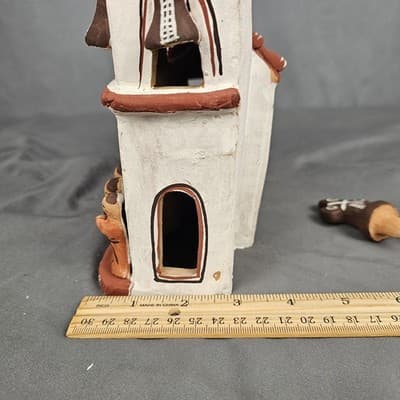 Vintage Peruvian Hand Made Church Sculpture Pottery Figurine 12" - Thumbnail 11