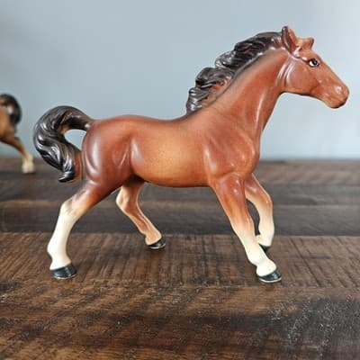 Small Horse Pony Figurines Lot of 3 Buckskin, Gray, Bay Vintage 4.5" Tall - Thumbnail 3