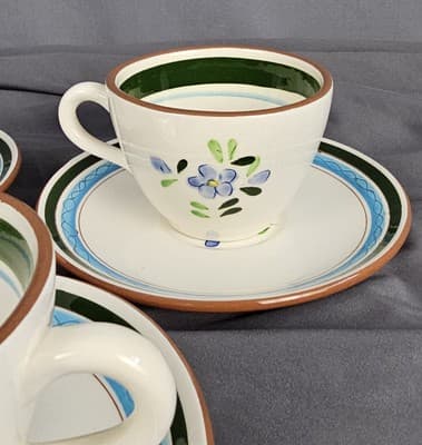 4 Sets of MCM Stangl Country Garden Flat Tea Coffee Cup & Saucer 2 5/8" - Thumbnail 3