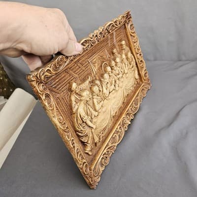 The Last Supper Wall Hanging 3D Plaque Resin Display Vintage, 9" X 15" - Thumbnail 3
