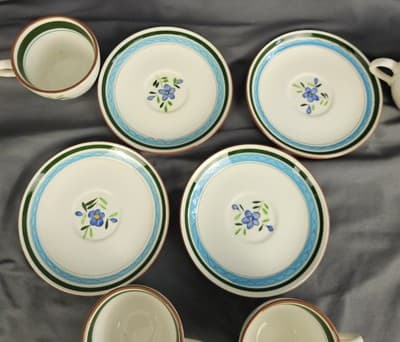 4 Sets of MCM Stangl Country Garden Flat Tea Coffee Cup & Saucer 2 5/8" - Thumbnail 5