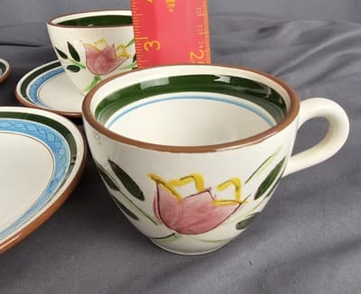 4 Sets of MCM Stangl Country Garden Flat Tea Coffee Cup & Saucer 2 5/8" - Thumbnail 12