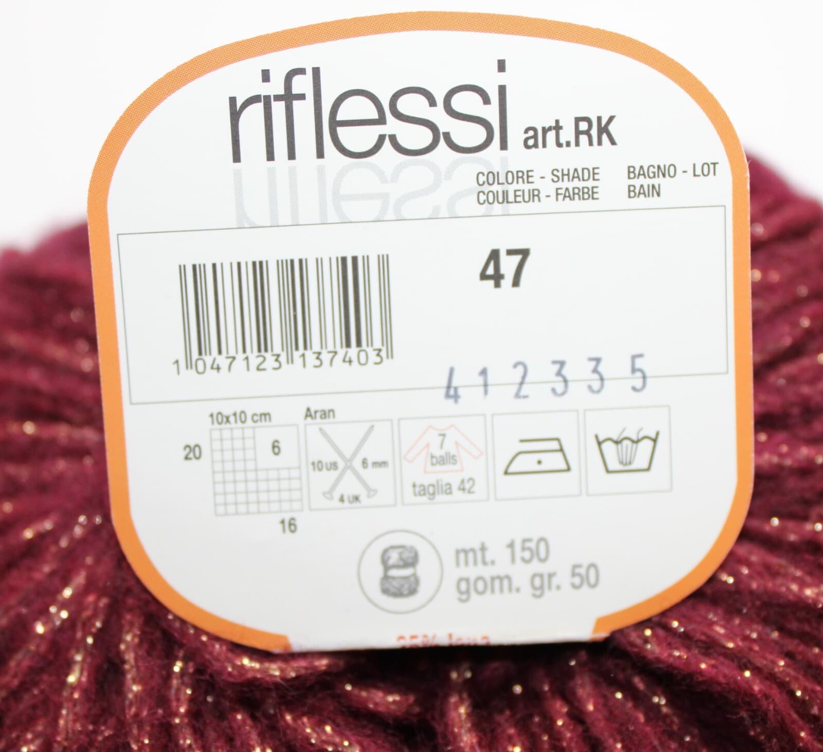 SALE Adriafil Riflessi Yarn Col 47 Burgundy Gold 35% Wool 31% Acrylic 150m 50gr - Thumbnail 4