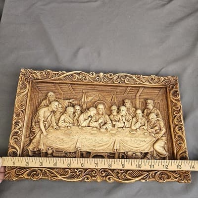 The Last Supper Wall Hanging 3D Plaque Resin Display Vintage, 9" X 15" - Thumbnail 5
