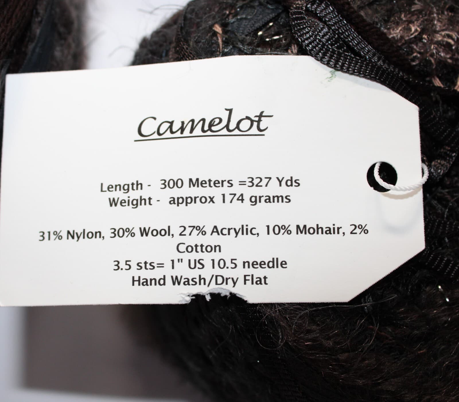Camelot Designer Yarn Brown w Black 31% Nylon 30% Wool Acrylic Mohair 327yd - Thumbnail 2