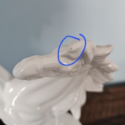 Gray White Rearing Porcelain Horse Figurine 10" Tall Vintage Mid Century - Thumbnail 10