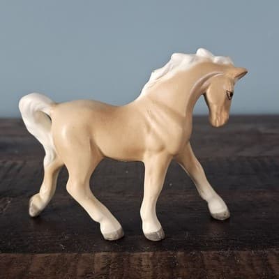 Pale Prancing Palomino Horse Pony Figurine Victoria Ceramics 3" Tall - Thumbnail 3
