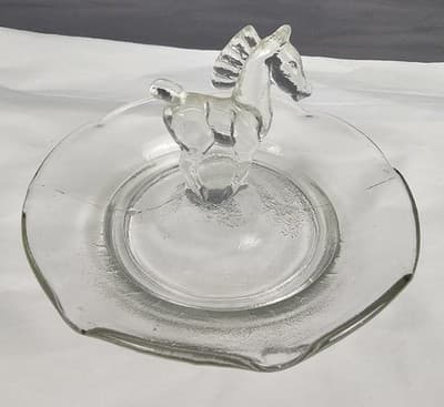 Horse Vanity Dish Glass Ring Holder 5" Diameter Clear - Thumbnail 4