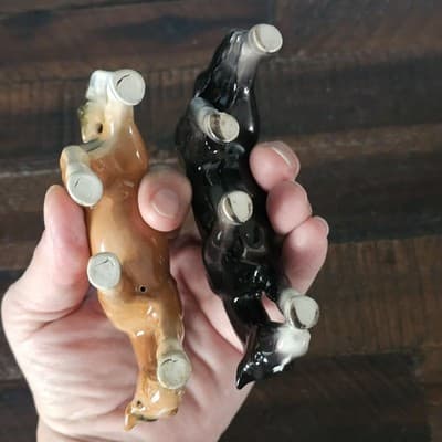 Grazing Horses Pony Small Figurines Bay Black Glossy 2.75" Tall Set of 2 Horse - Thumbnail 8