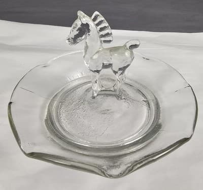 Horse Vanity Dish Glass Ring Holder 5" Diameter Clear - Thumbnail 6