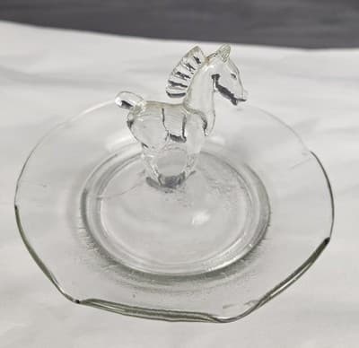 Horse Vanity Dish Glass Ring Holder 5" Diameter Clear - Thumbnail 2
