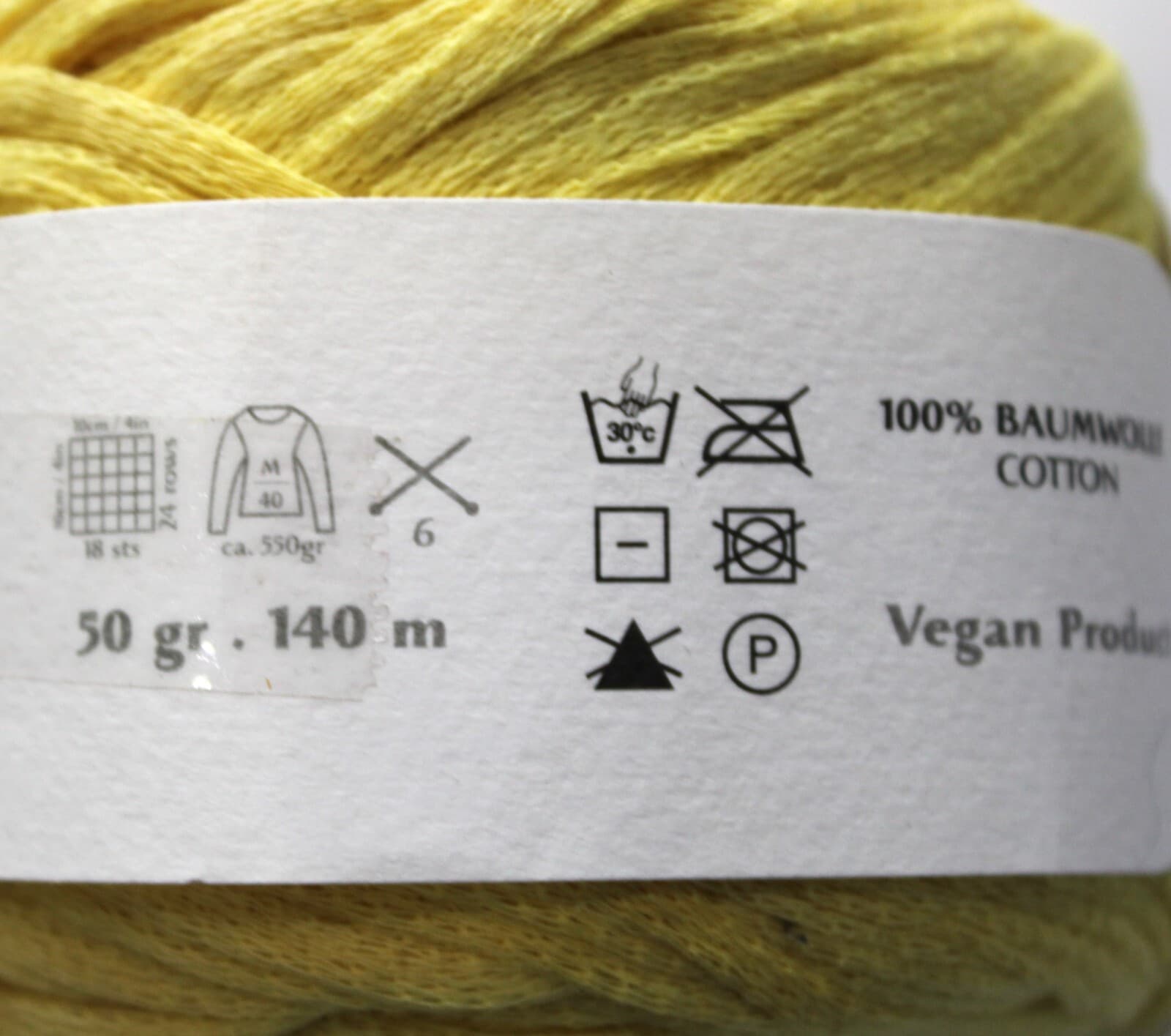 SALE Gedifra Arborea Yarn 100% Cotton Col 02205 Yellow 50g, 140m Vegan - Thumbnail 5