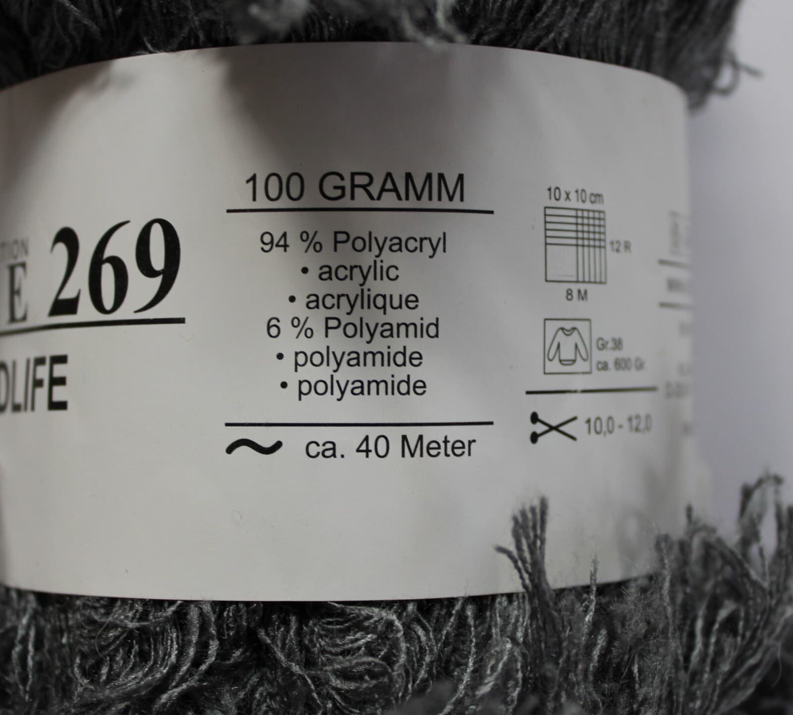 Linie 269 Wildlife Online Yarn Col 0007 Gray 94% Acrylic 6% Nylon 100gr 40m - Thumbnail 4