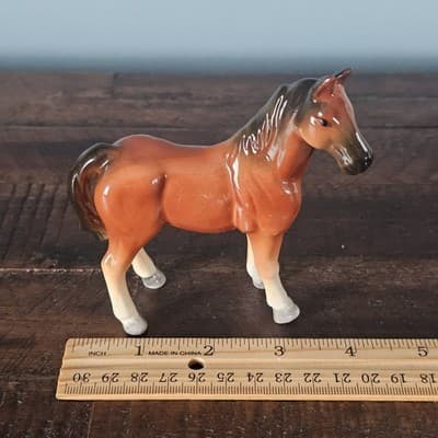 Small Vintage Horse Figurine Bay Bone China 4" Tall Mid Century - Thumbnail 6