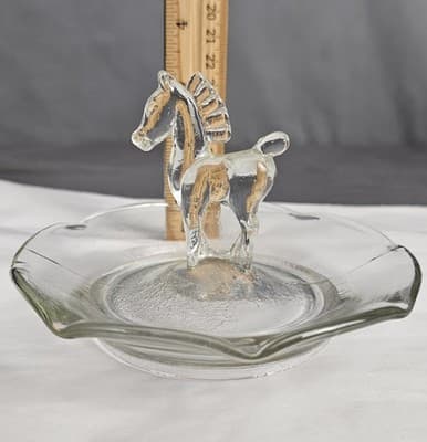 Horse Vanity Dish Glass Ring Holder 5" Diameter Clear - Thumbnail 9