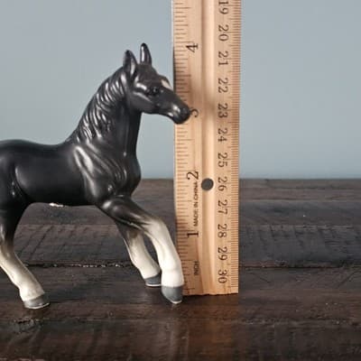 Vintage Small Horse Figurine Black with White Socks 4" Tall E325 - Thumbnail 11