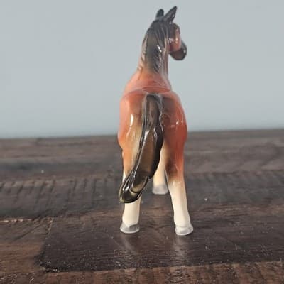 Small Vintage Horse Figurine Bay Bone China 4" Tall Mid Century - Thumbnail 4