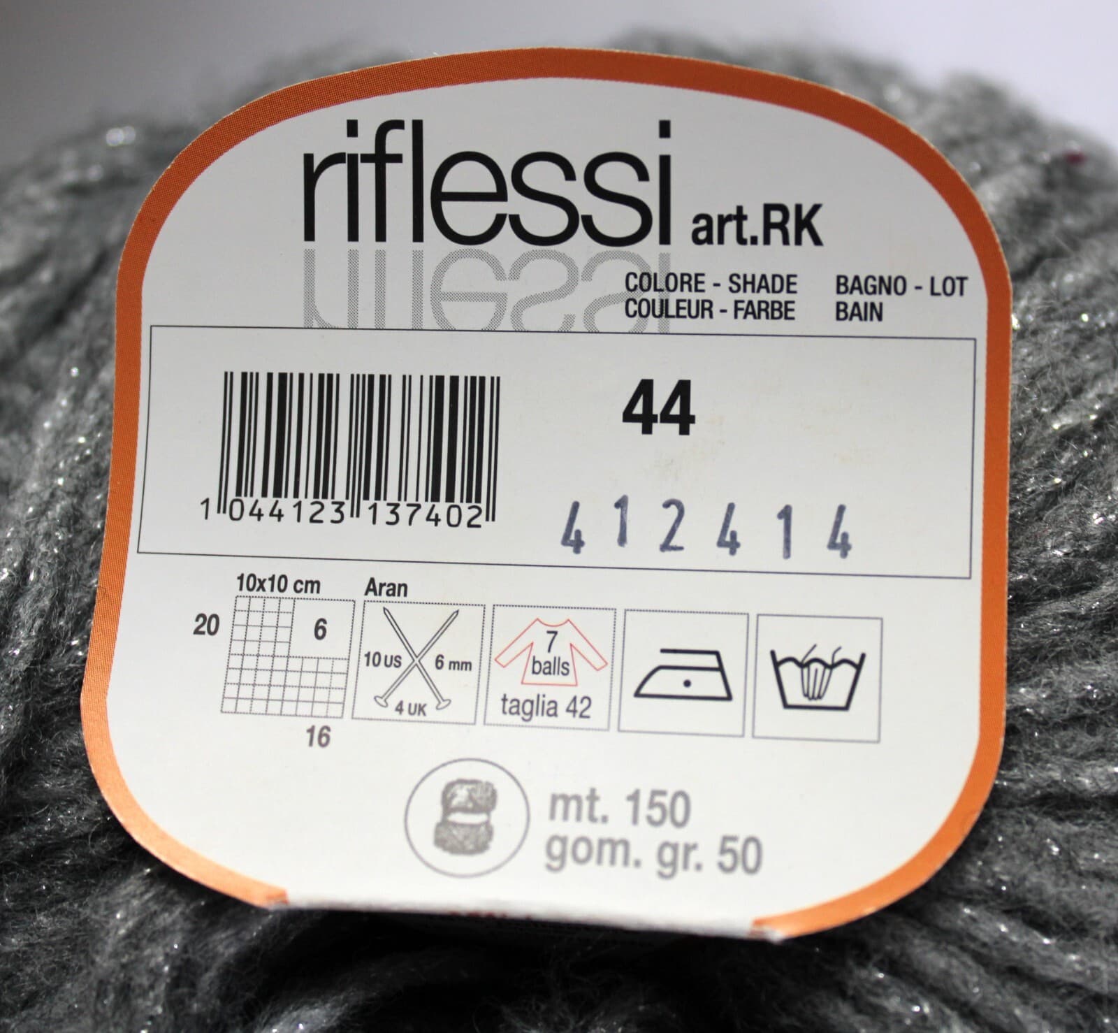 SALE Adriafil Riflessi Yarn Col 44 Gray w Silver 35% Wool 31% Acrylic 150m 50gr - Thumbnail 4