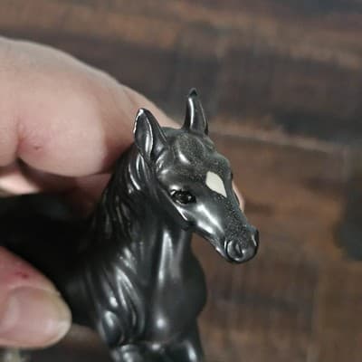 Vintage Small Horse Figurine Black with White Socks 4" Tall E325 - Thumbnail 9