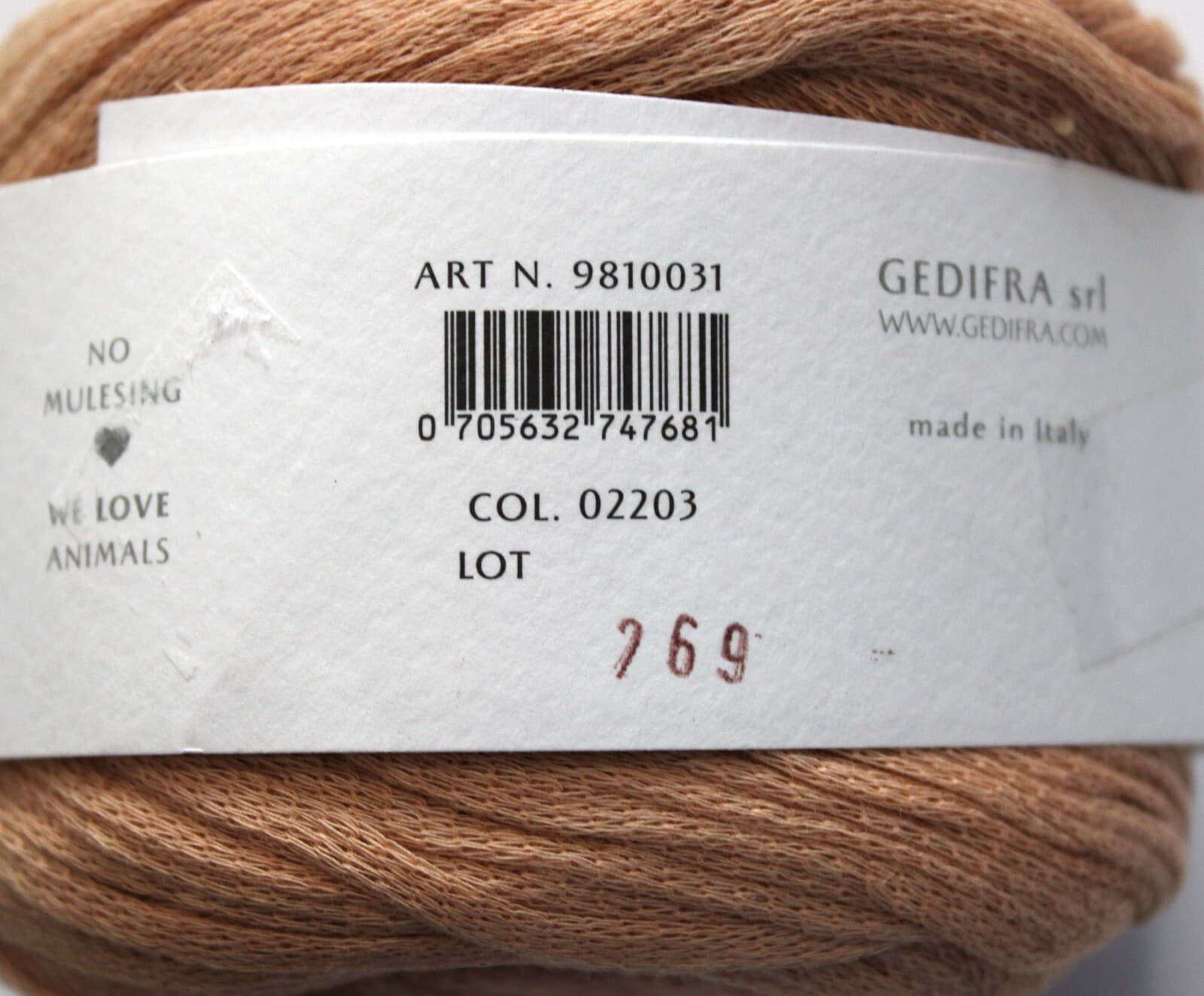 SALE Gedifra Arborea Yarn 100% Cotton Col 02203 Taupe 50g, 140m Vegan - Thumbnail 3