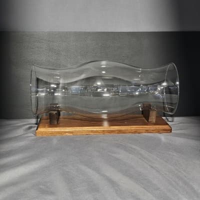 Vintage Glass Hurricane Vase Horizontal Display Center Piece 14" Long - Thumbnail 3