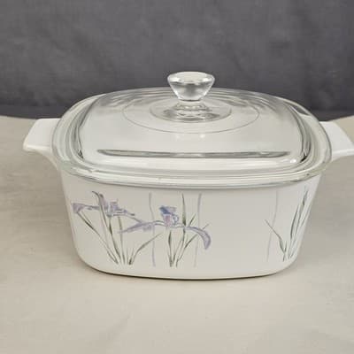 Shadow Iris A1-1/2B Casserole Dish 1.5 Liter with Pyrex Lid Vintage Corning Ware - Thumbnail 3