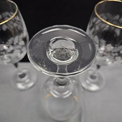 3 Vintage Libbey USA Christmas Holly Berry Gold Bow & Rim Water Wine Glasses 7" - Thumbnail 7