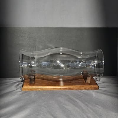 Vintage Glass Hurricane Vase Horizontal Display Center Piece 14" Long - Thumbnail 4