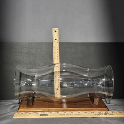 Vintage Glass Hurricane Vase Horizontal Display Center Piece 14" Long - Thumbnail 6
