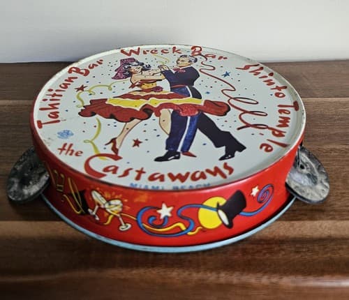 Vintage 1960 Castaways Wreck Bar Miami Florida Noise Maker Tambourine US Metal - Thumbnail 2