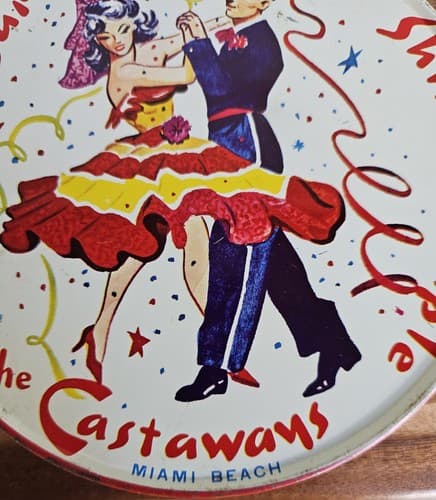 Vintage 1960 Castaways Wreck Bar Miami Florida Noise Maker Tambourine US Metal - Thumbnail 4