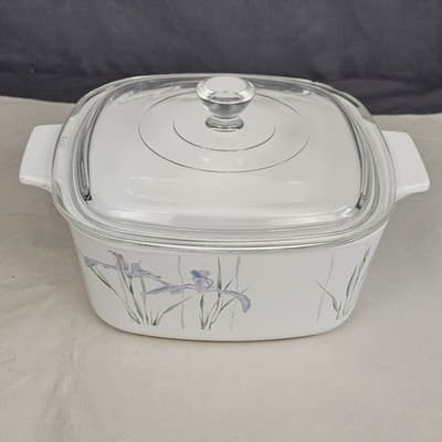 Shadow Iris A1-1/2B Casserole Dish 1.5 Liter with Pyrex Lid Vintage Corning Ware - Thumbnail 2