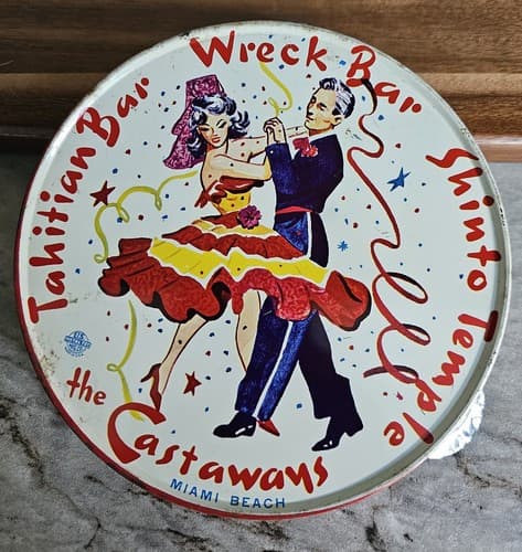 Vintage 1960 Castaways Wreck Bar Miami Florida Noise Maker Tambourine US Metal - Thumbnail 9