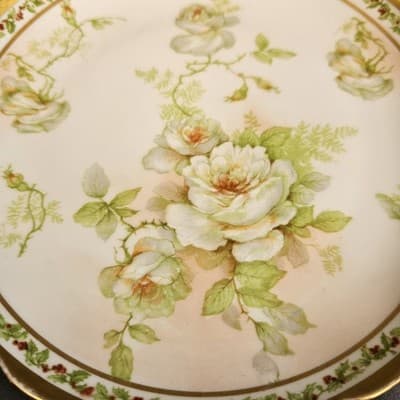 Old Abby Antique Limoges France Plate BM de M Coronet Hand Painted - Thumbnail 2
