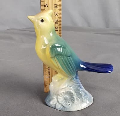 Vintage Art Deco Tufted Titmouse Bird Figurine vibrant colors - Thumbnail 6