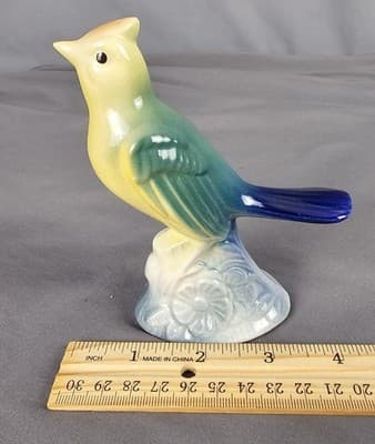Vintage Art Deco Tufted Titmouse Bird Figurine vibrant colors - Thumbnail 7