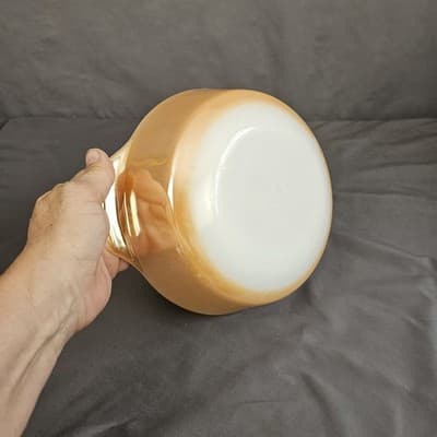 Vintage Fire King 437 USA Anchor Hocking Peach Luster Oven Ware Bowl 1.5 Quart - Thumbnail 3