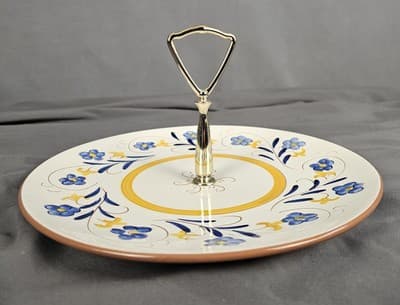 STANGL "Garland" Tidbit Dessert Serving Tray With Handle 10" Diameter - Thumbnail 3