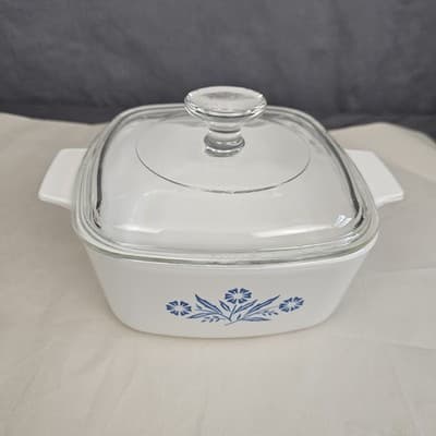 Corning Ware 1 1/2 Quart A-1 1/2-B Blue Cornflower with Lid 1960s A-7-C - Thumbnail 2