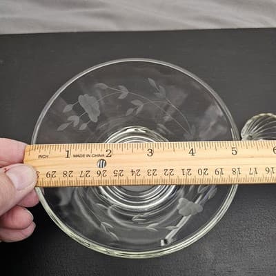 Cut Glass Clear Dip Bowl and Glass Serving Spoon 2.5" Tall x 5" Diameter - Thumbnail 8