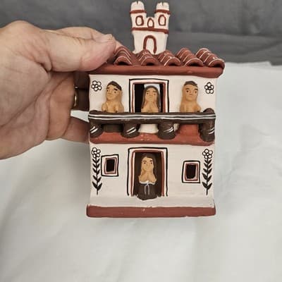 Vintage Peruvian Folk Art Village House KCK Handcrafted Artisan Terracotta - Thumbnail 7