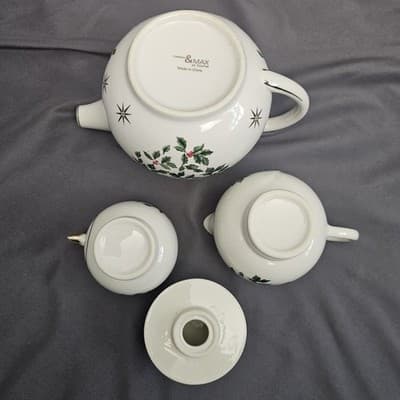 Madison & Max at Home Teapot Set Holly Collection Sugar Creamer Stackable 9" - Thumbnail 7