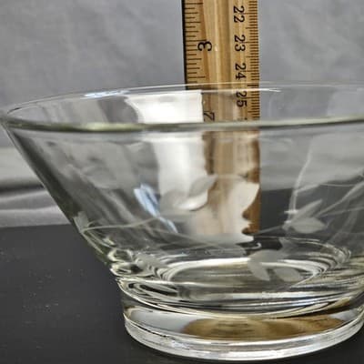 Cut Glass Clear Dip Bowl and Glass Serving Spoon 2.5" Tall x 5" Diameter - Thumbnail 7