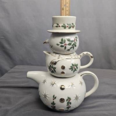 Madison & Max at Home Teapot Set Holly Collection Sugar Creamer Stackable 9" - Thumbnail 13