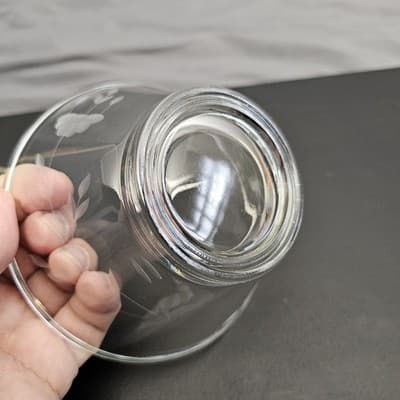 Cut Glass Clear Dip Bowl and Glass Serving Spoon 2.5" Tall x 5" Diameter - Thumbnail 11