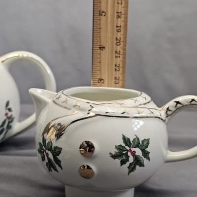 Madison & Max at Home Teapot Set Holly Collection Sugar Creamer Stackable 9" - Thumbnail 11