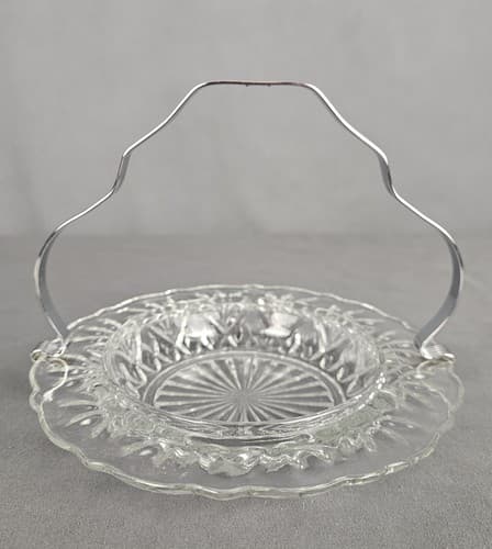 ONEIDA Community Vintage Relish Olive Serving Glass Dish Silver Handle-Rare