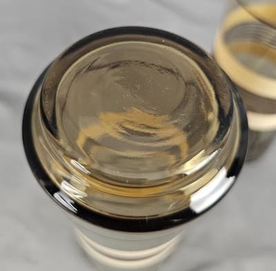 Set of 2 Libbey Striped Brown and Tan 1970's Retro Glasses Tumblers 16oz - Thumbnail 4