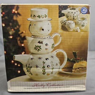 Madison & Max at Home Teapot Set Holly Collection Sugar Creamer Stackable 9" - Thumbnail 14