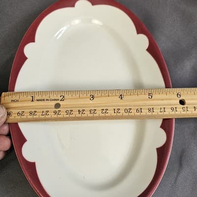 Jackson China Serving Plates From Falls Creek PA Red and Brown - Thumbnail 7